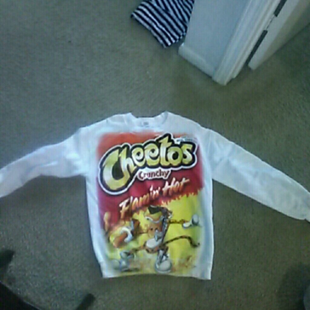 Cheeto, flamin hot , sweater, pull over crew neck